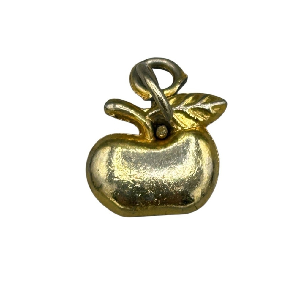 Vintage Gold Tone Apple Charm Pendant | Teacher Gift | Retro Fruit Jewelry